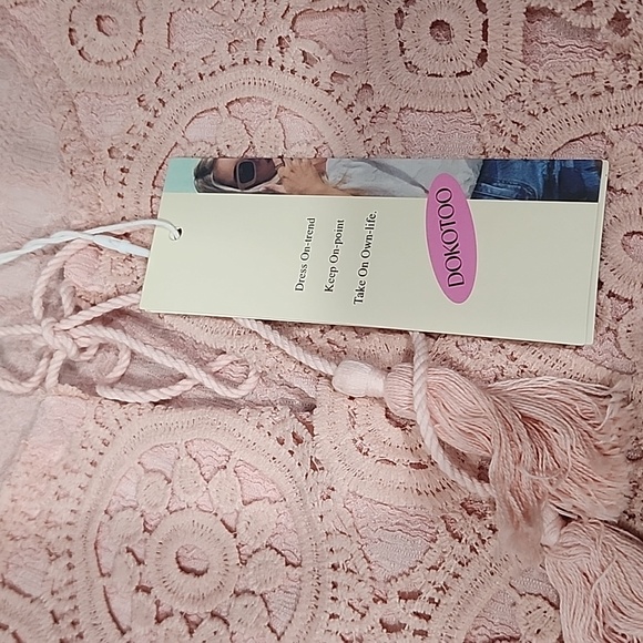 Dokotoo Pink Lace Boho Summer Elbow Sleeves Dress. M - Picture 14 of 15